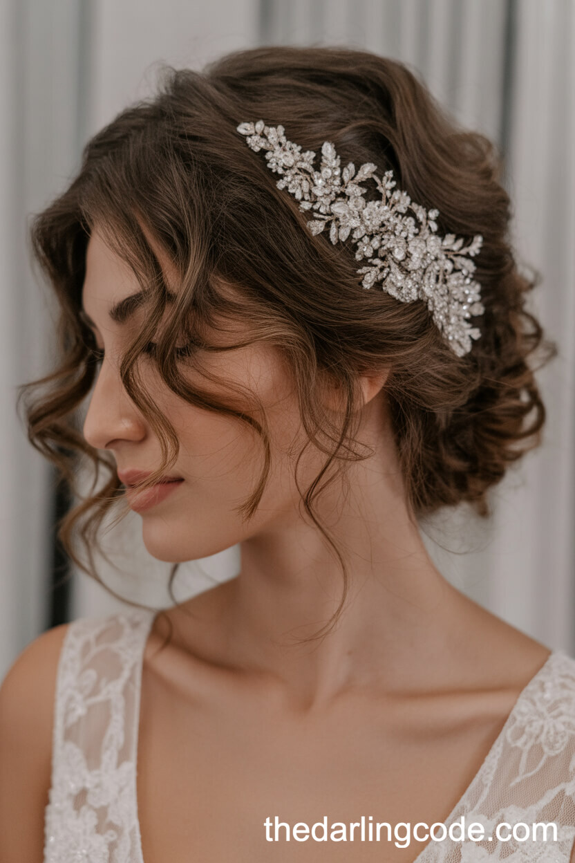 Romantic Messy Updo With Ornate Side Hairpiece