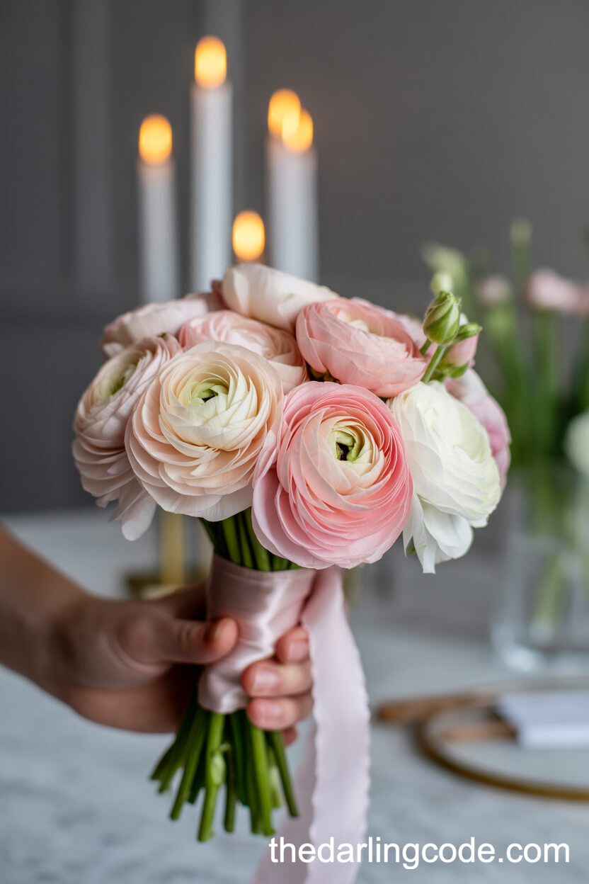 Blush Ranunculus Compact Romantic Bouquet