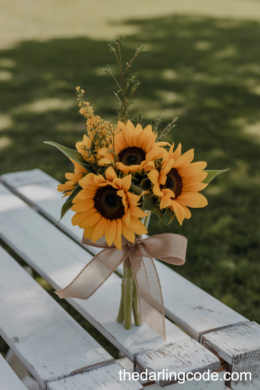 Rustic Sunflower And Greenery Country Bouquet