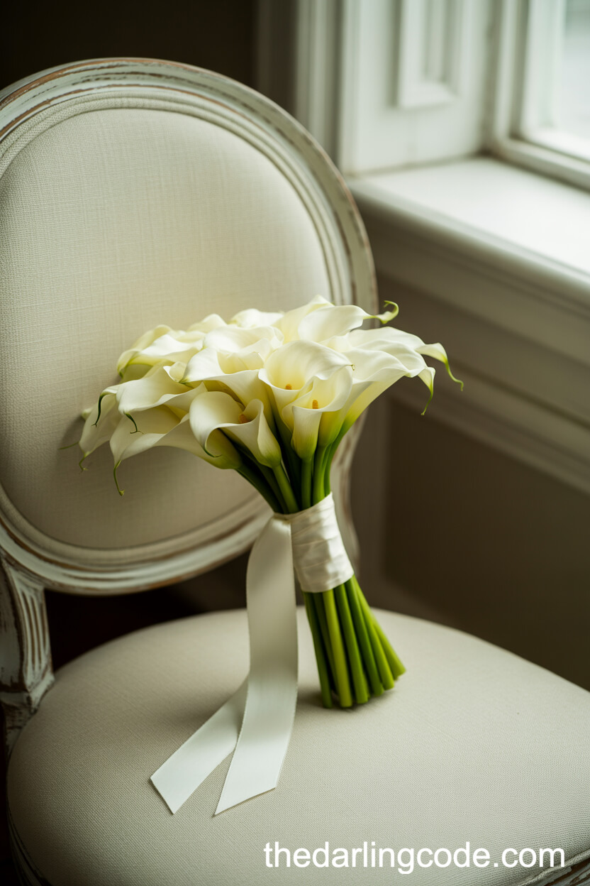 Simple White Calla Lily Bridal Bouquet