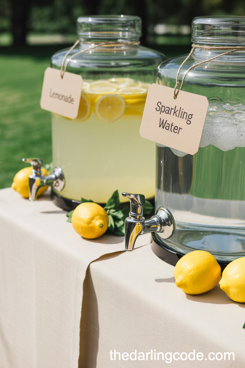 Minimal Outdoor Wedding Drink Station