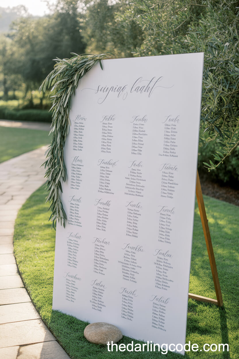Handwritten Calligraphy Seating Chart Board
