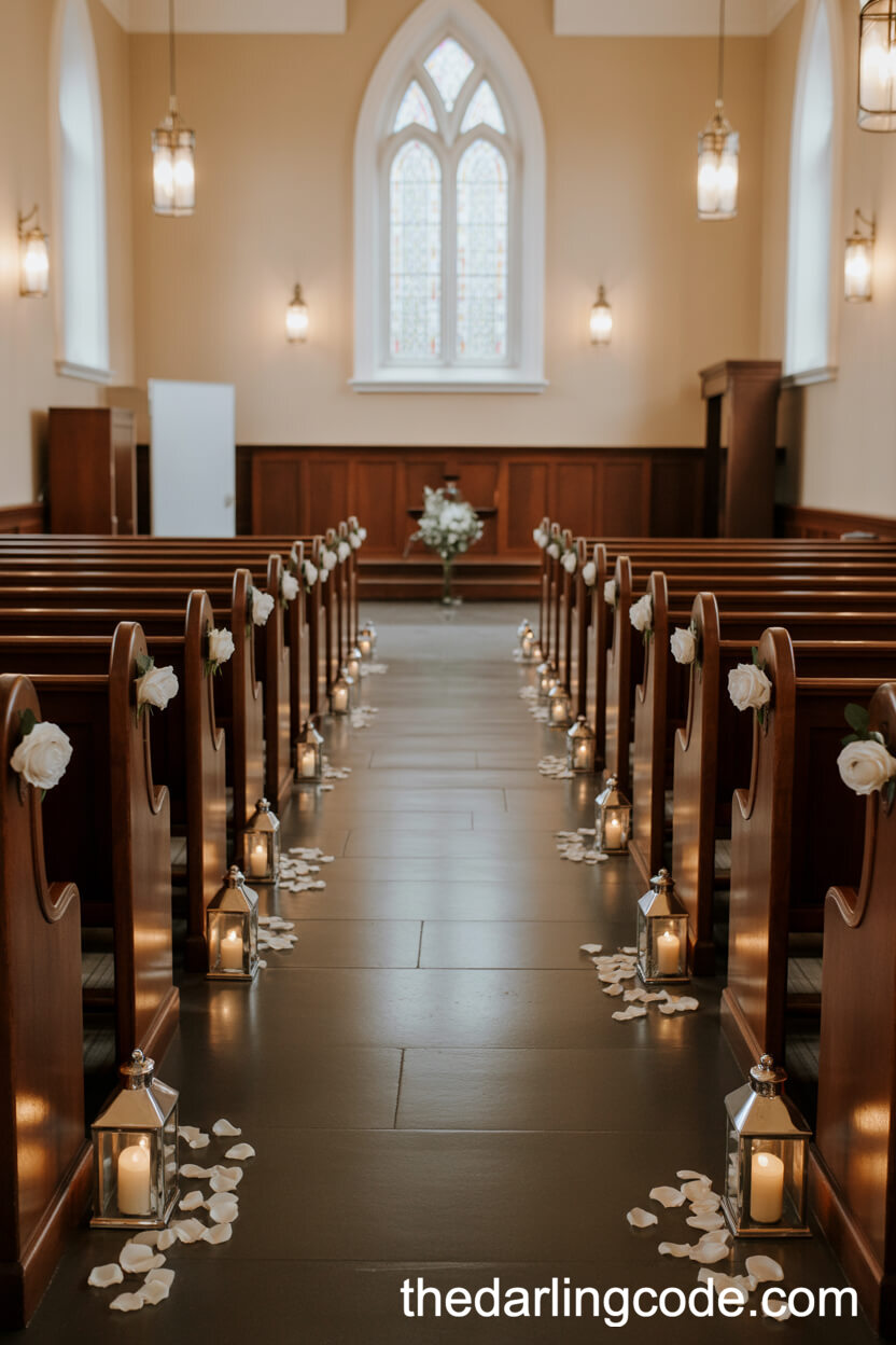 Glass Lanterns Lining The Ceremony Aisle