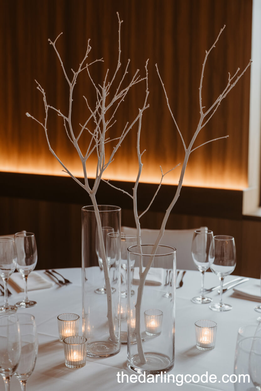 Tall Glass Vases With Bare White Branches