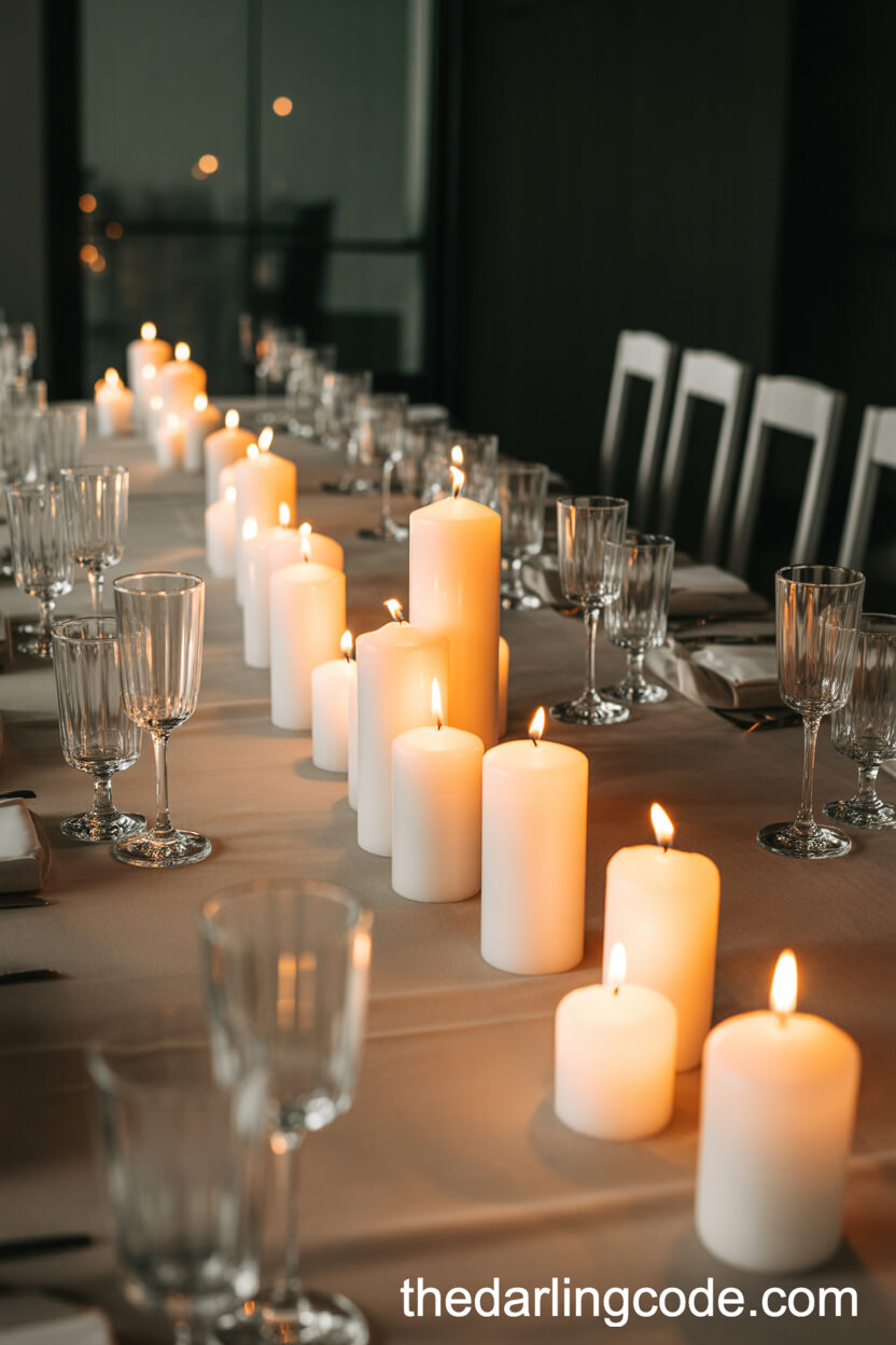 All-White Candlelit Table Centerpieces