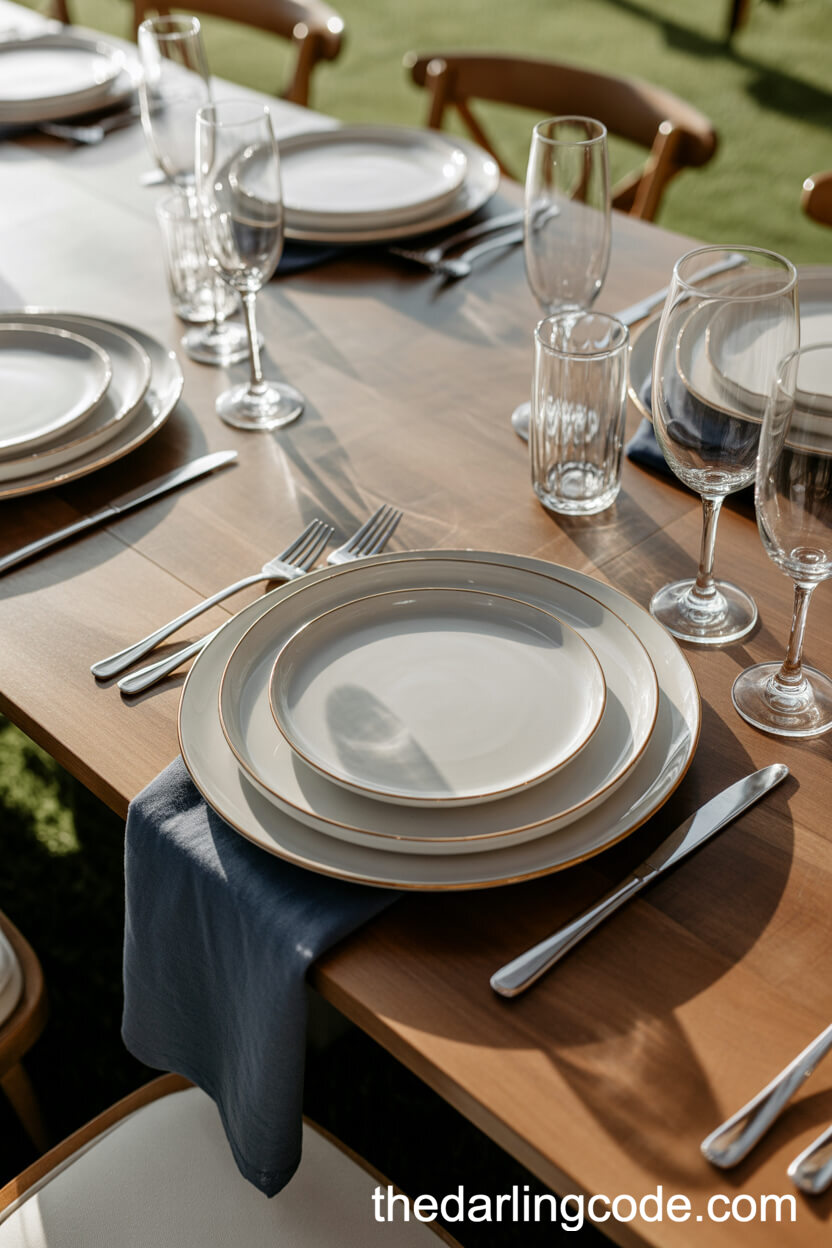 Modern White And Gold Table Settings