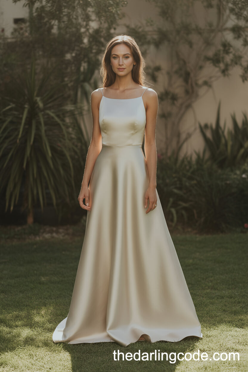 Classic Satin Minimalist A-Line Wedding Dress