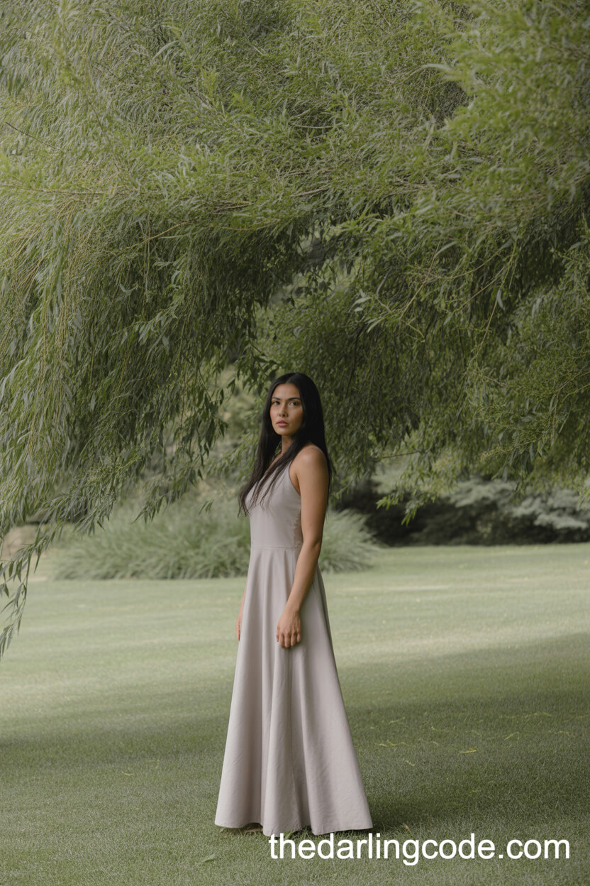 Minimalist Gown With Gently Flared Skirt