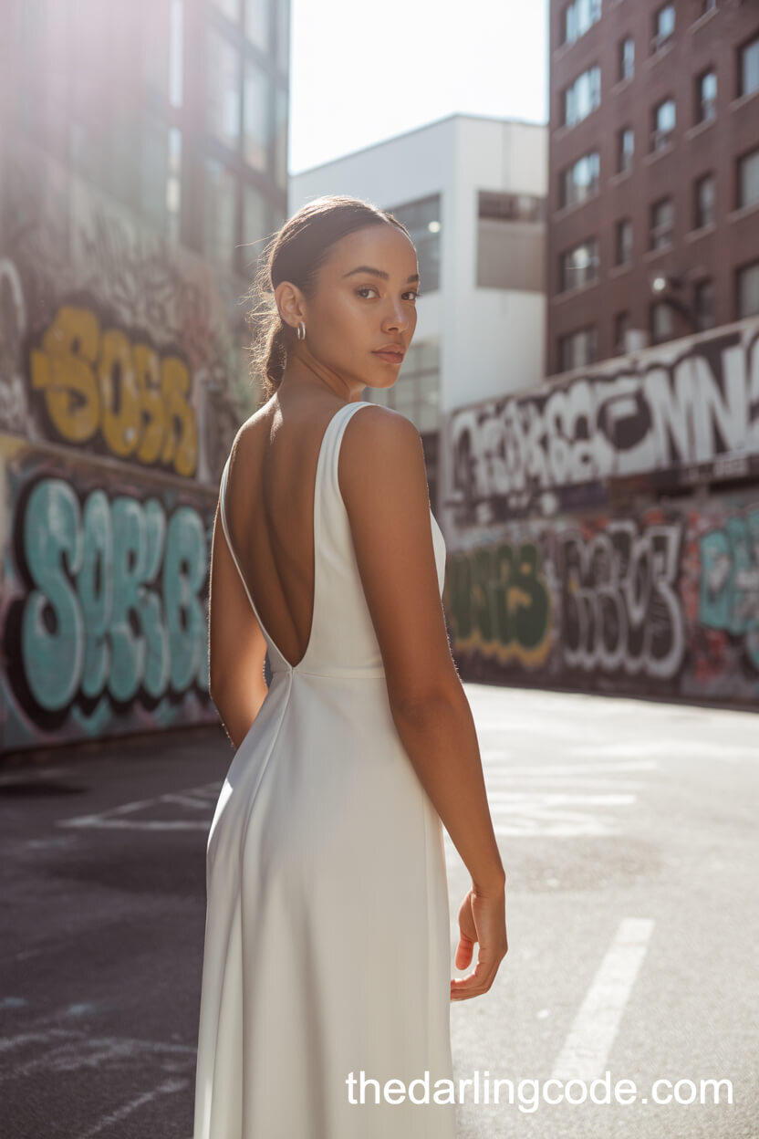 Sleek Backless Minimalist Wedding Dress