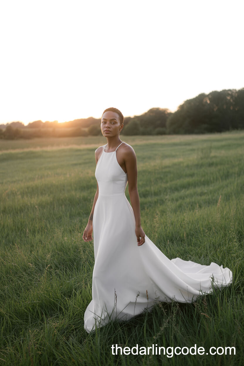 Minimalist Wedding Gown With Delicate Train