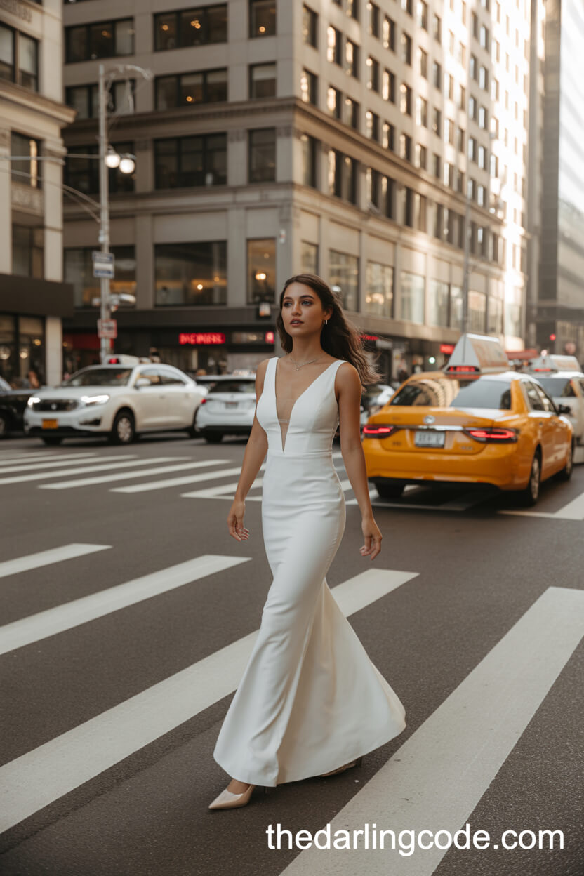 Minimalist Low-V Wedding Gown