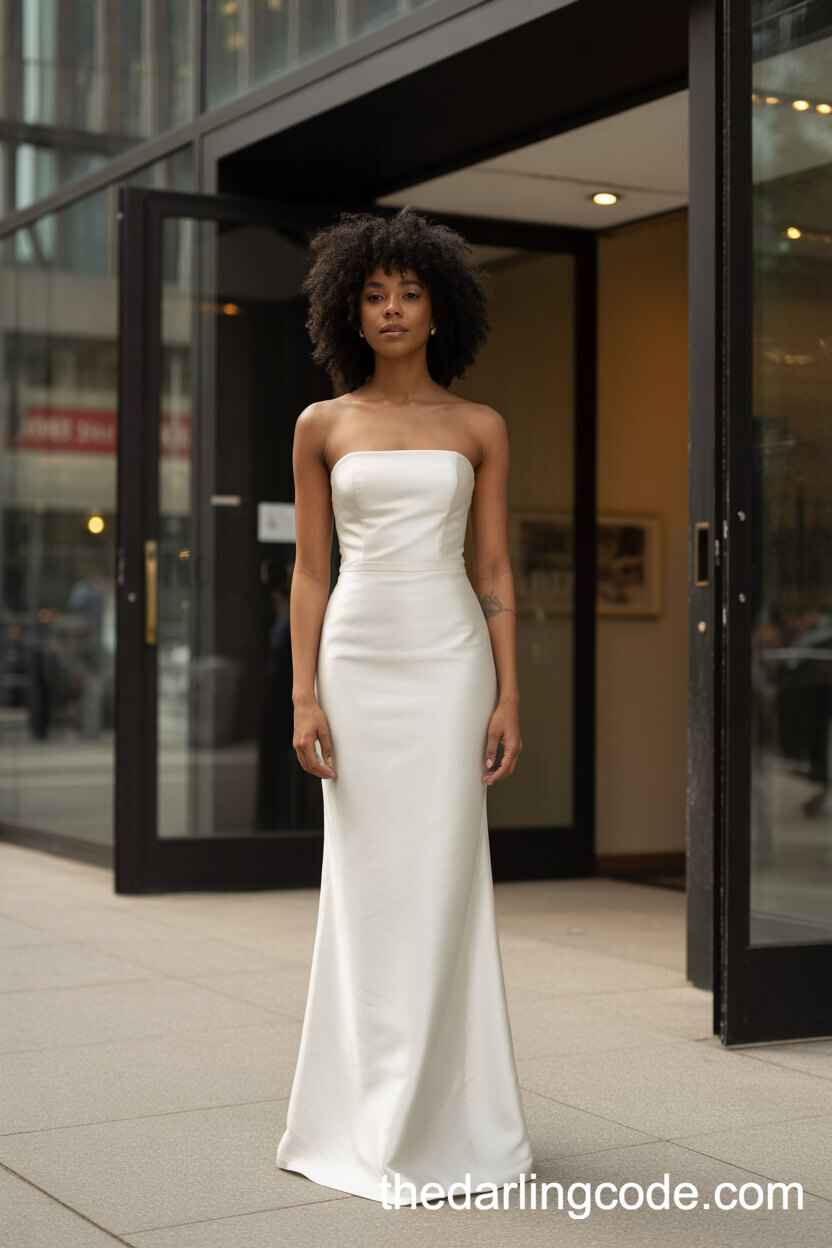 Strapless Sheath Minimalist Wedding Dress