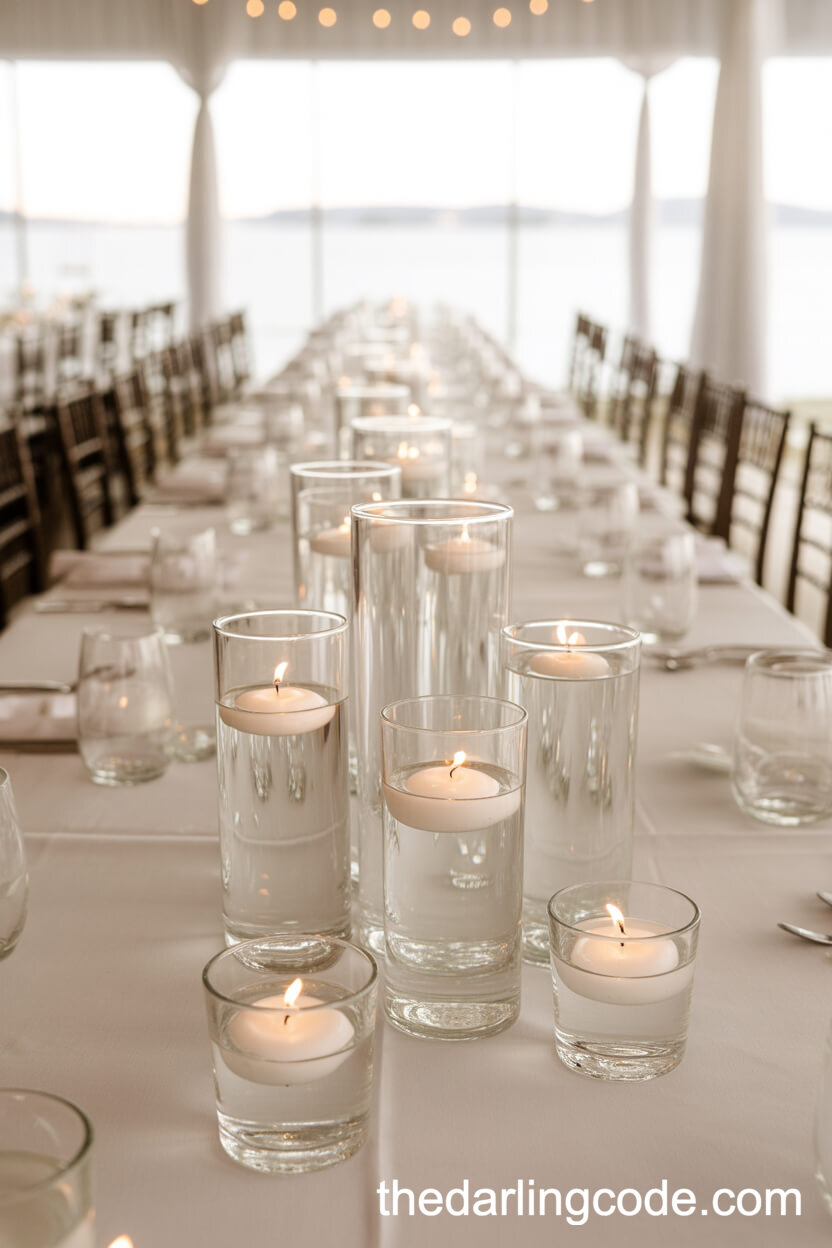 Glass Vessel Clusters With Floating Candles