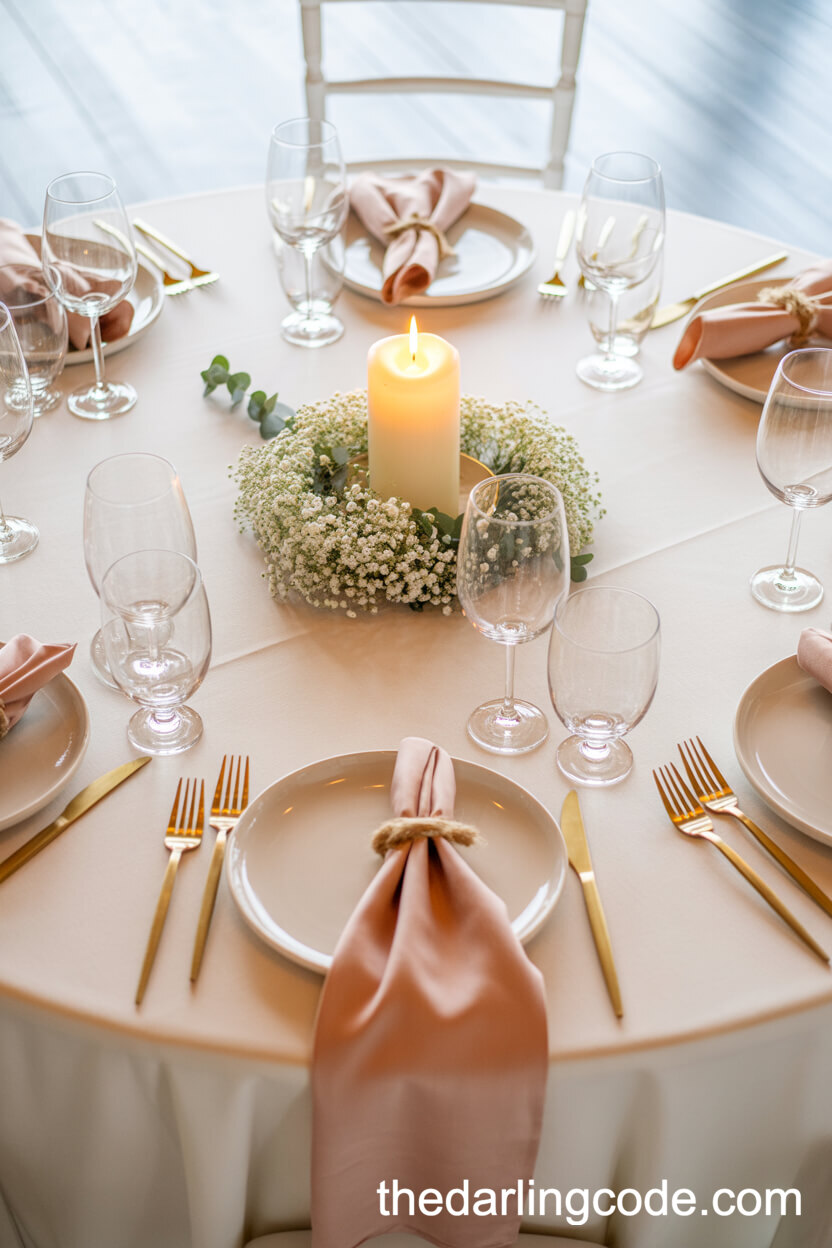 Pillar Candle And Baby’s Breath Centerpiece