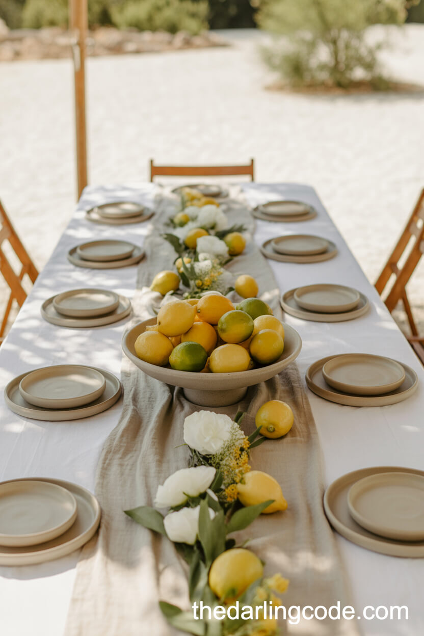 Outdoor Summer Table With Citrus Centerpiece