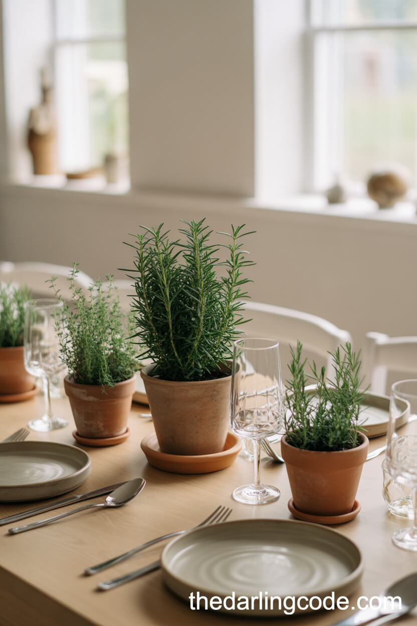 Rustic Herb Pot Centerpieces