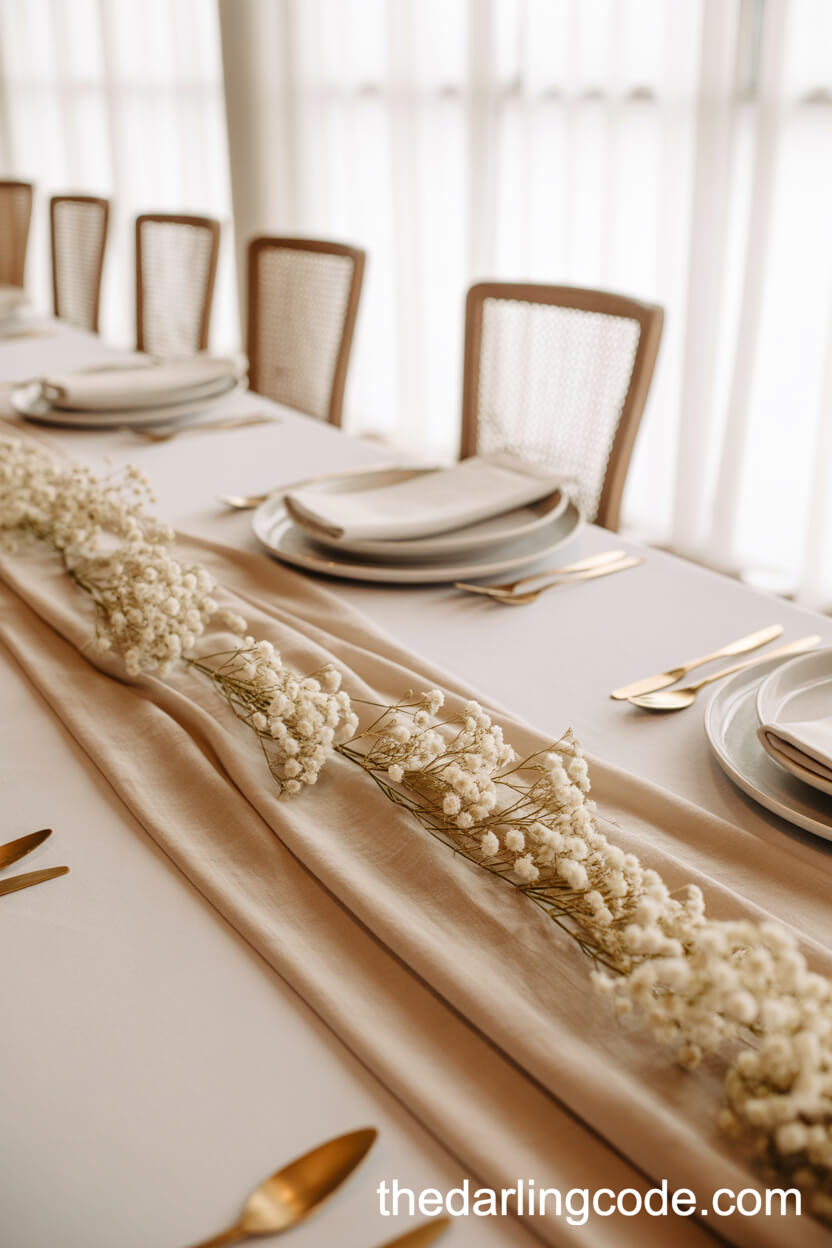 Layered Linen Table With Dried Flower Clusters