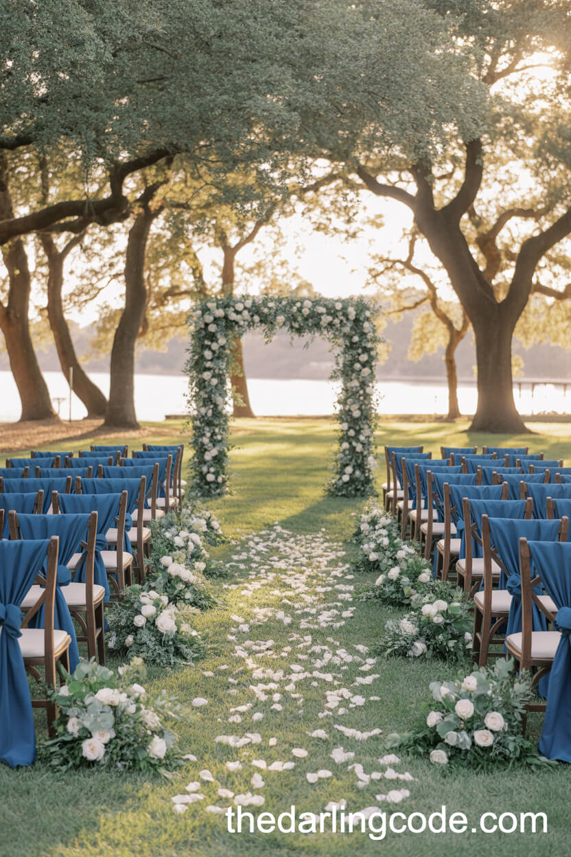 Navy Blue Aisle Decorations For Outdoor Ceremonies