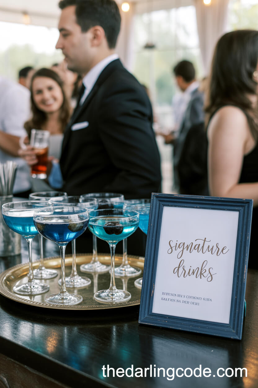 Signature Navy Blue Wedding Cocktails