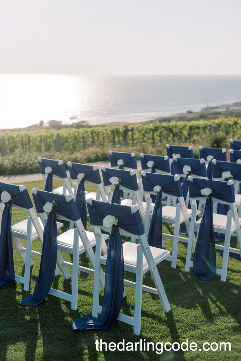 Navy Blue Ceremony Chair Sashes