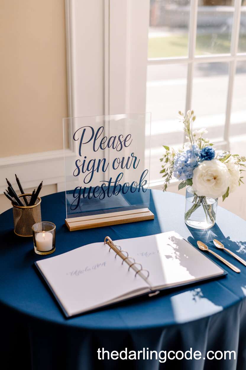 Navy Blue Guestbook Table Setup