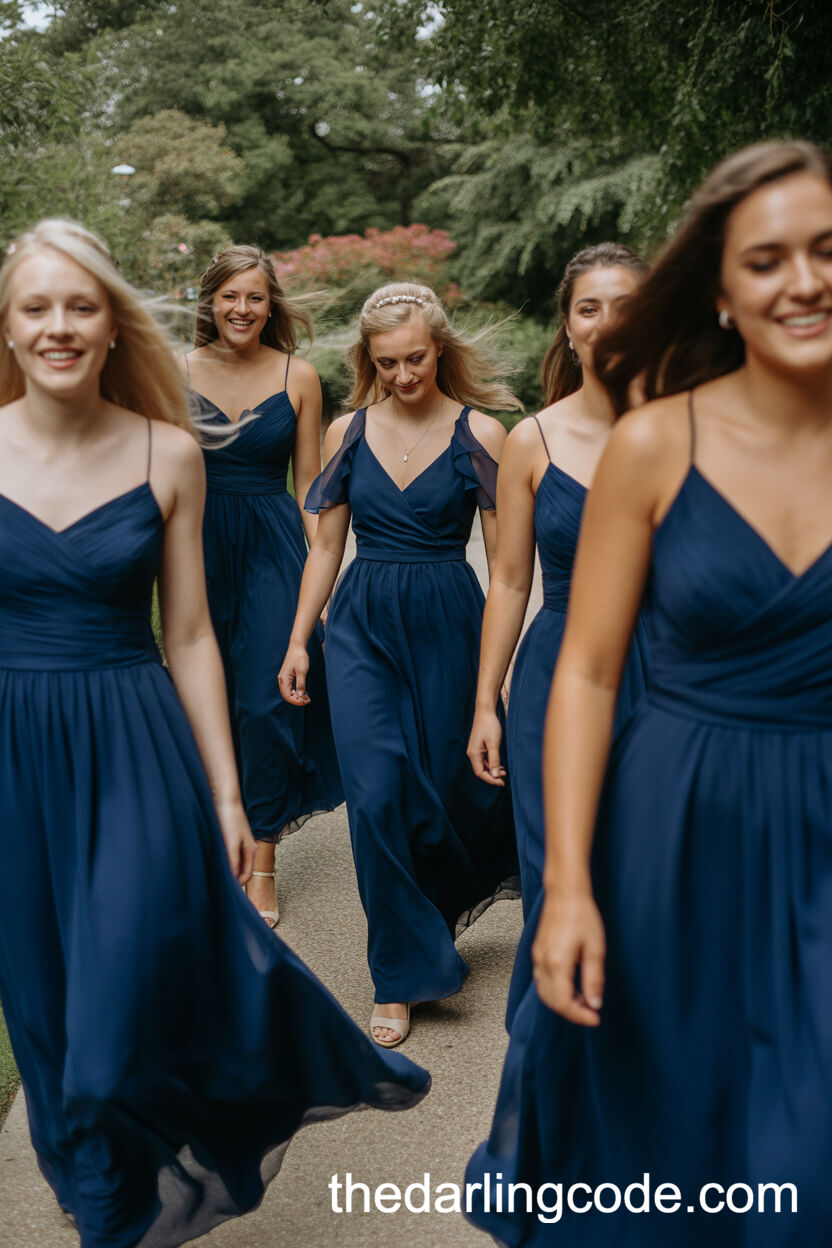 Coordinated Navy Blue Bridesmaid Dresses