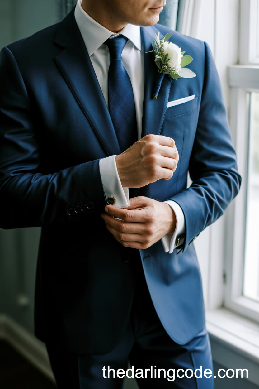 Classic Navy Blue Groom Suit