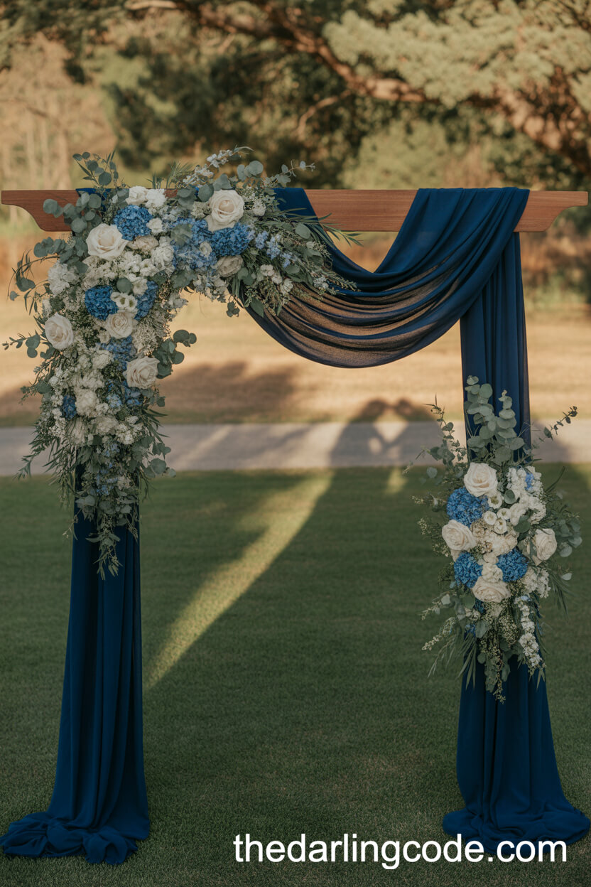 Navy Blue Wedding Arch Decor Ideas