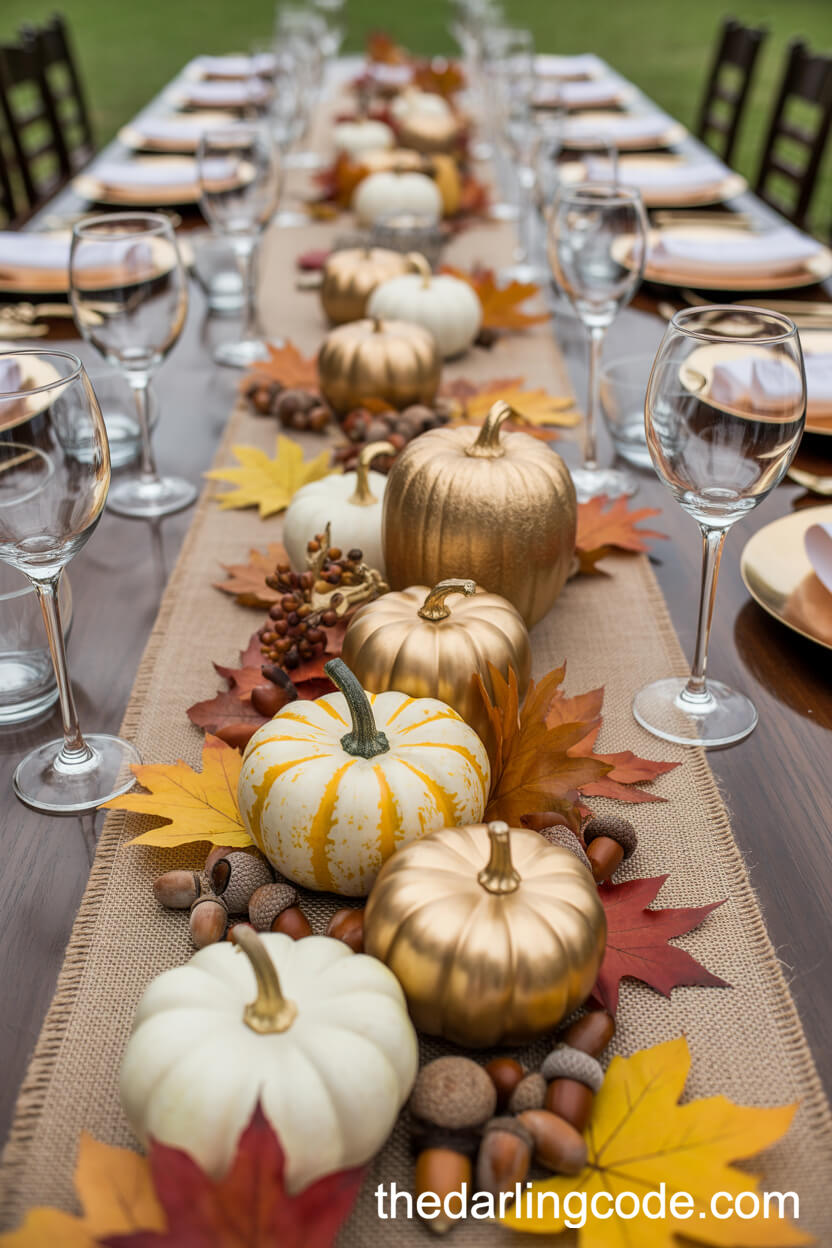 Painted Pumpkins With Acorns And Leaves