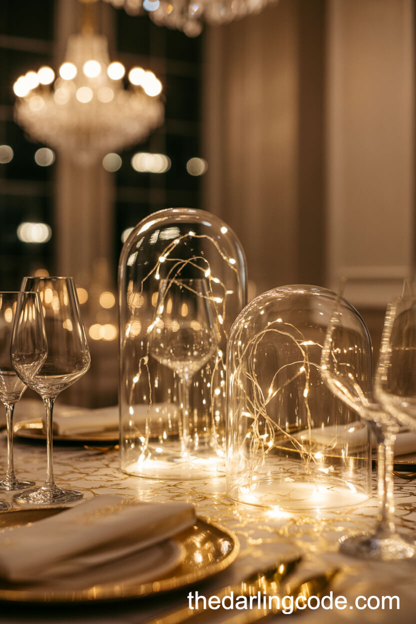 Glass Domes Illuminated With Arranged Fairy Lights