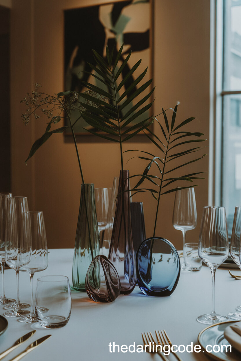 Handblown Glass Vases In Jewel Tones