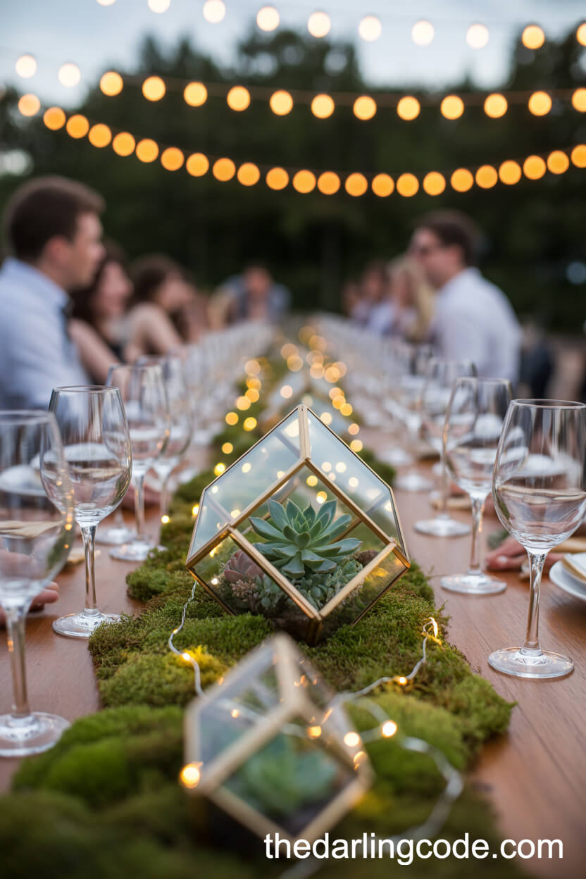 Crystal Terrariums Filled With Succulents And Fairy Lights