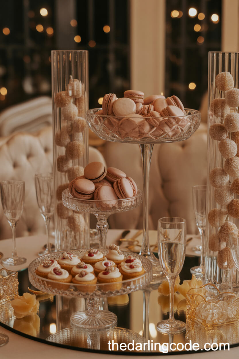Dessert Displays Of Glass Jars And Elegant Confections