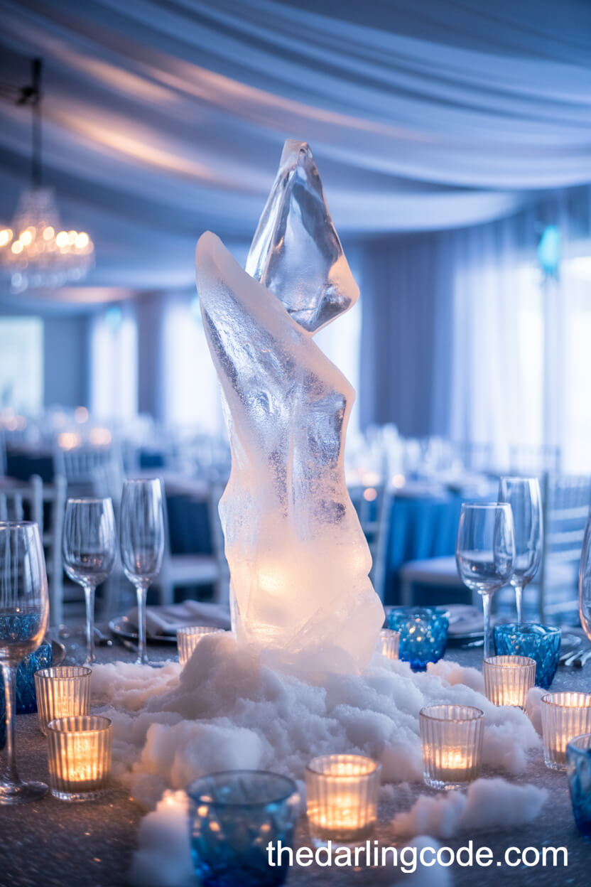 Winter Ice Sculptures With Sparkling Faux Snow