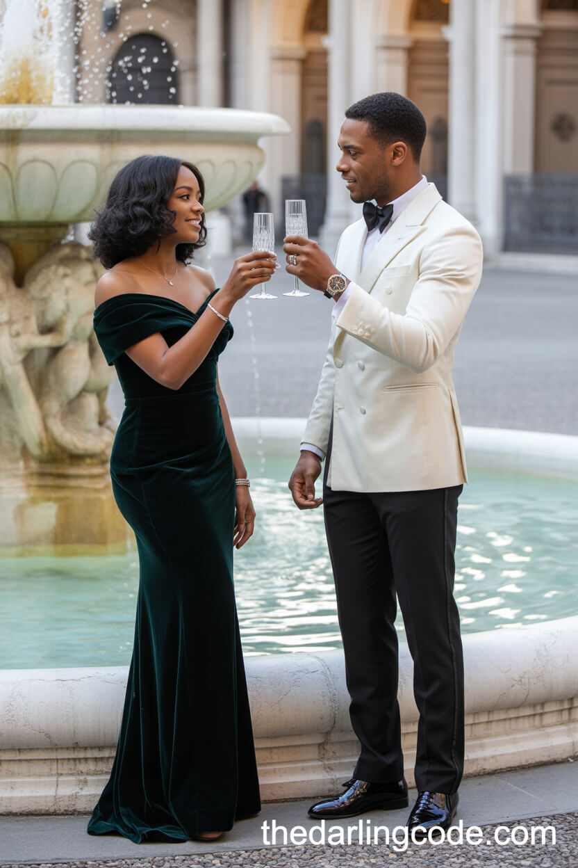 Crystal Toast By A Sunset Palace Fountain