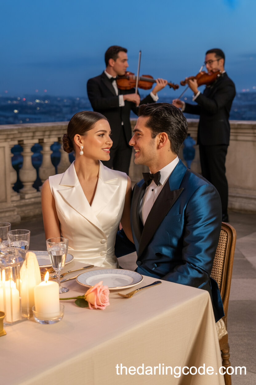 Romantic Candlelit Dinner On A City Terrace