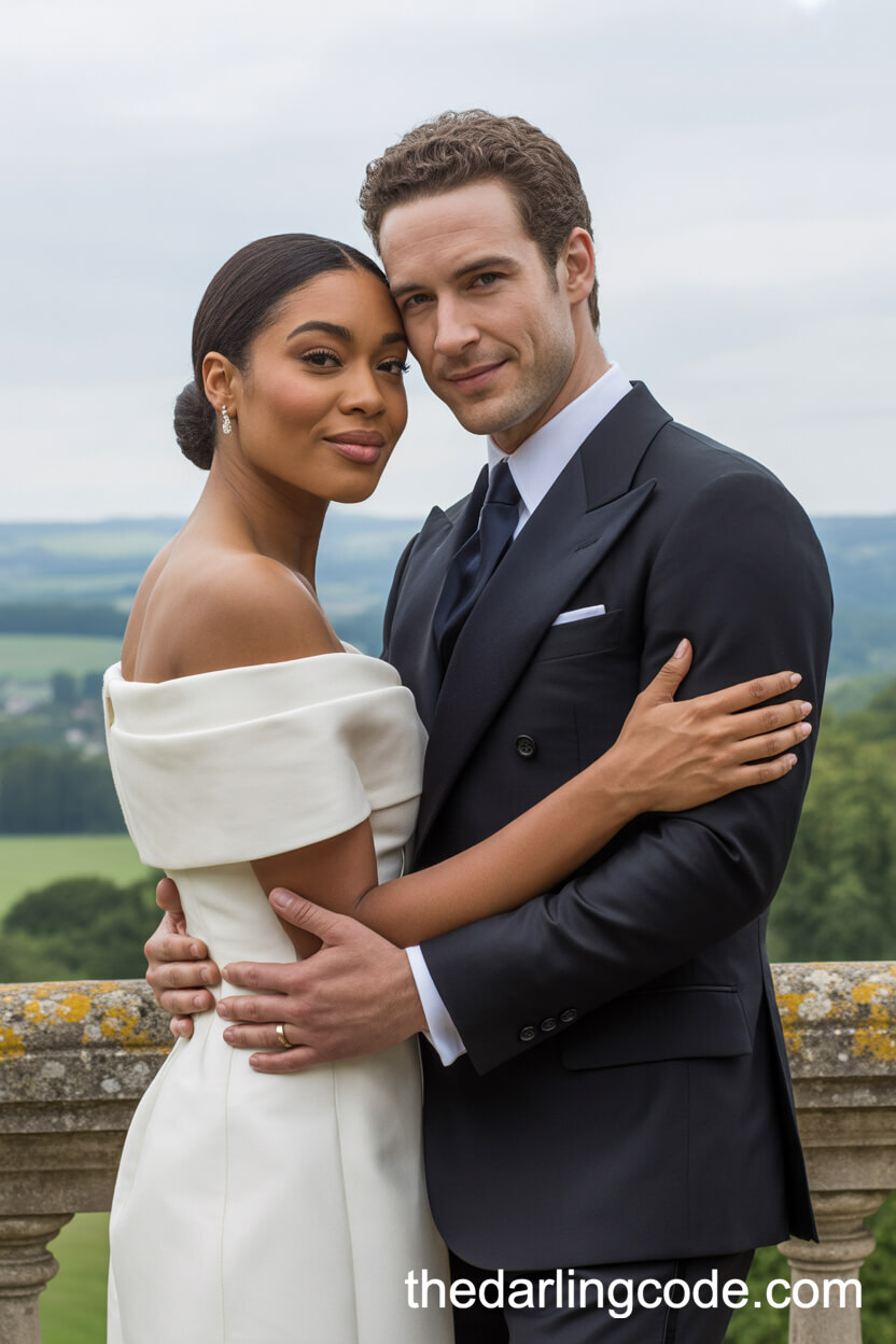 Embracing On A Stone Balcony With A Panoramic View