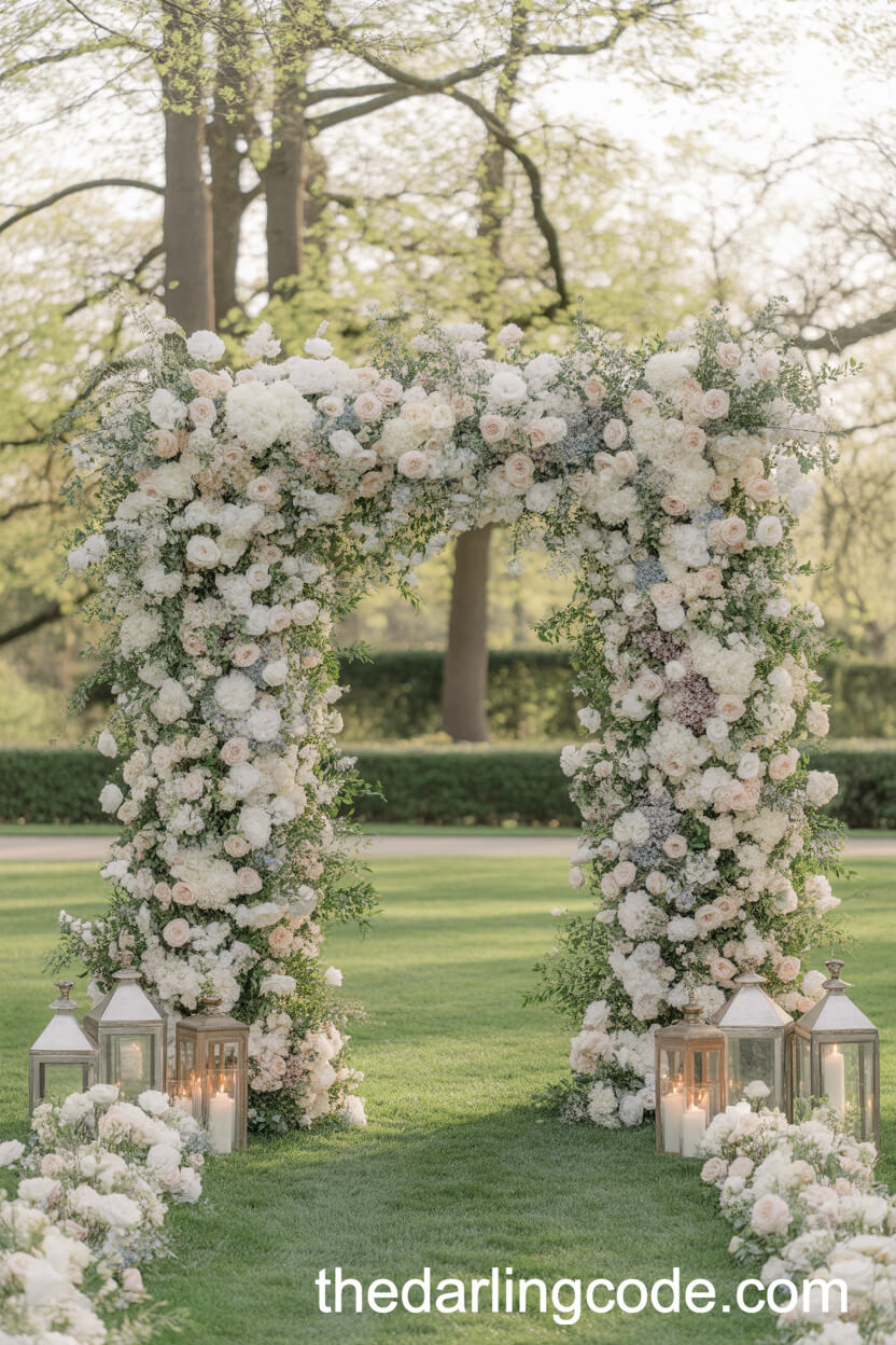 Dramatic Estate Garden Arbor for a Spring Wedding Ceremony