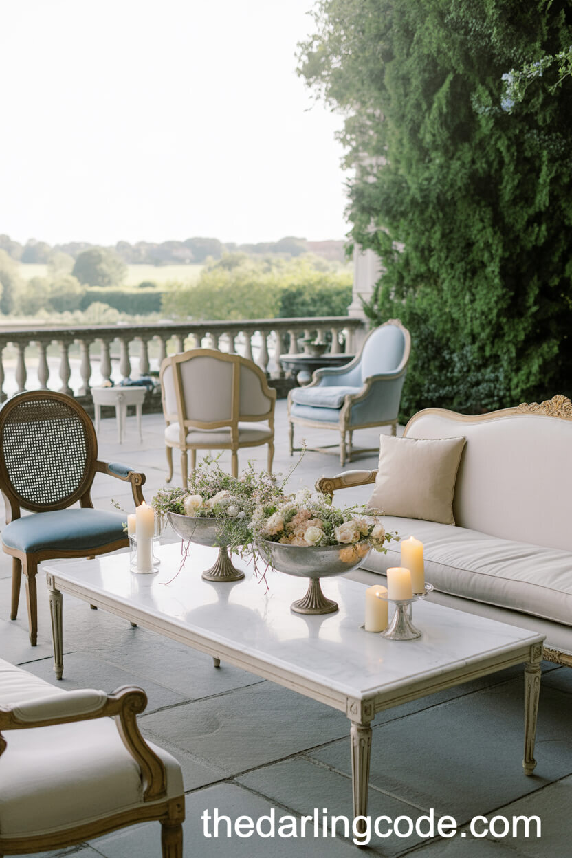 French Settee Lounge on a Garden Terrace