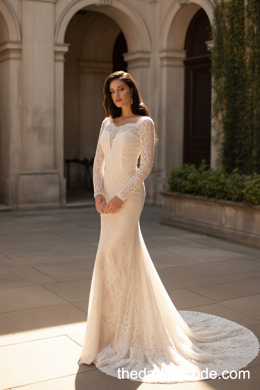 Timeless Floor-Length Lace Wedding Dress