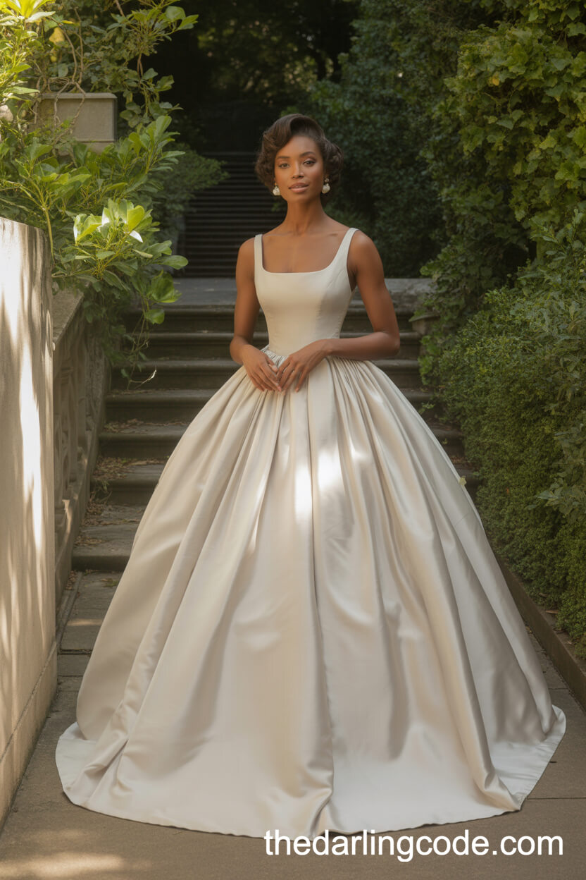 Luxurious Satin Ball Gown With Fitted Bodice