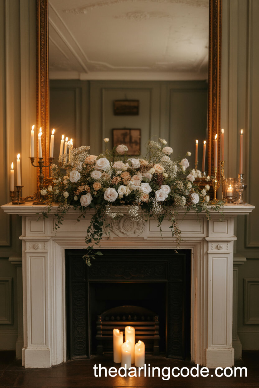 Floral Mantelpiece in an Old Manor
