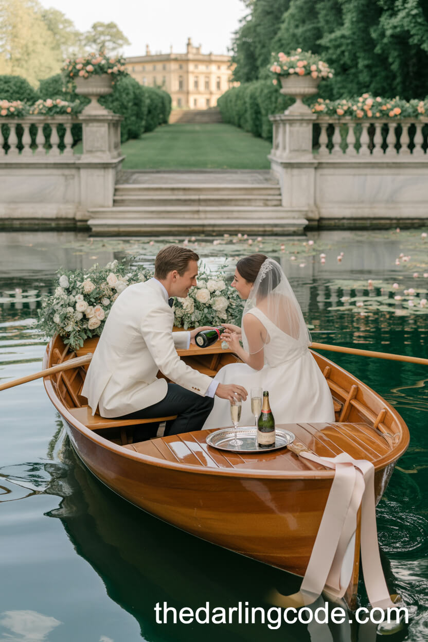 Romantic Rowboat Moment on a Private Lake