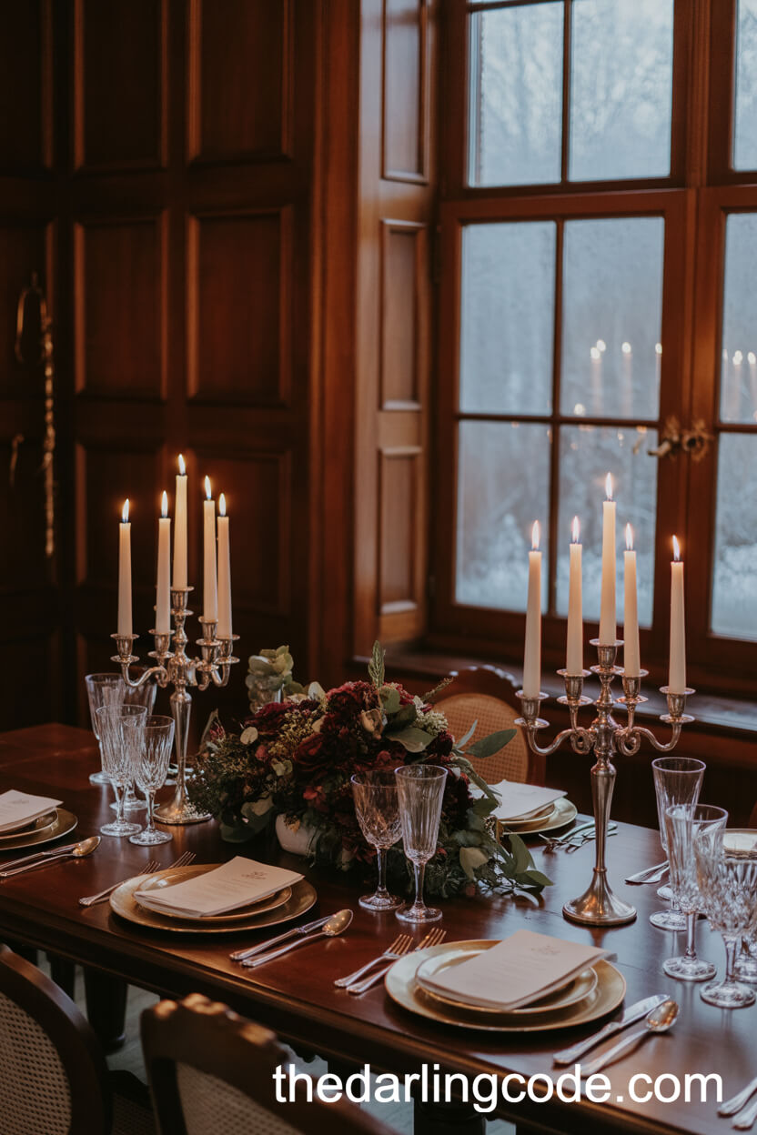 Candlelit Winter Dinner Table