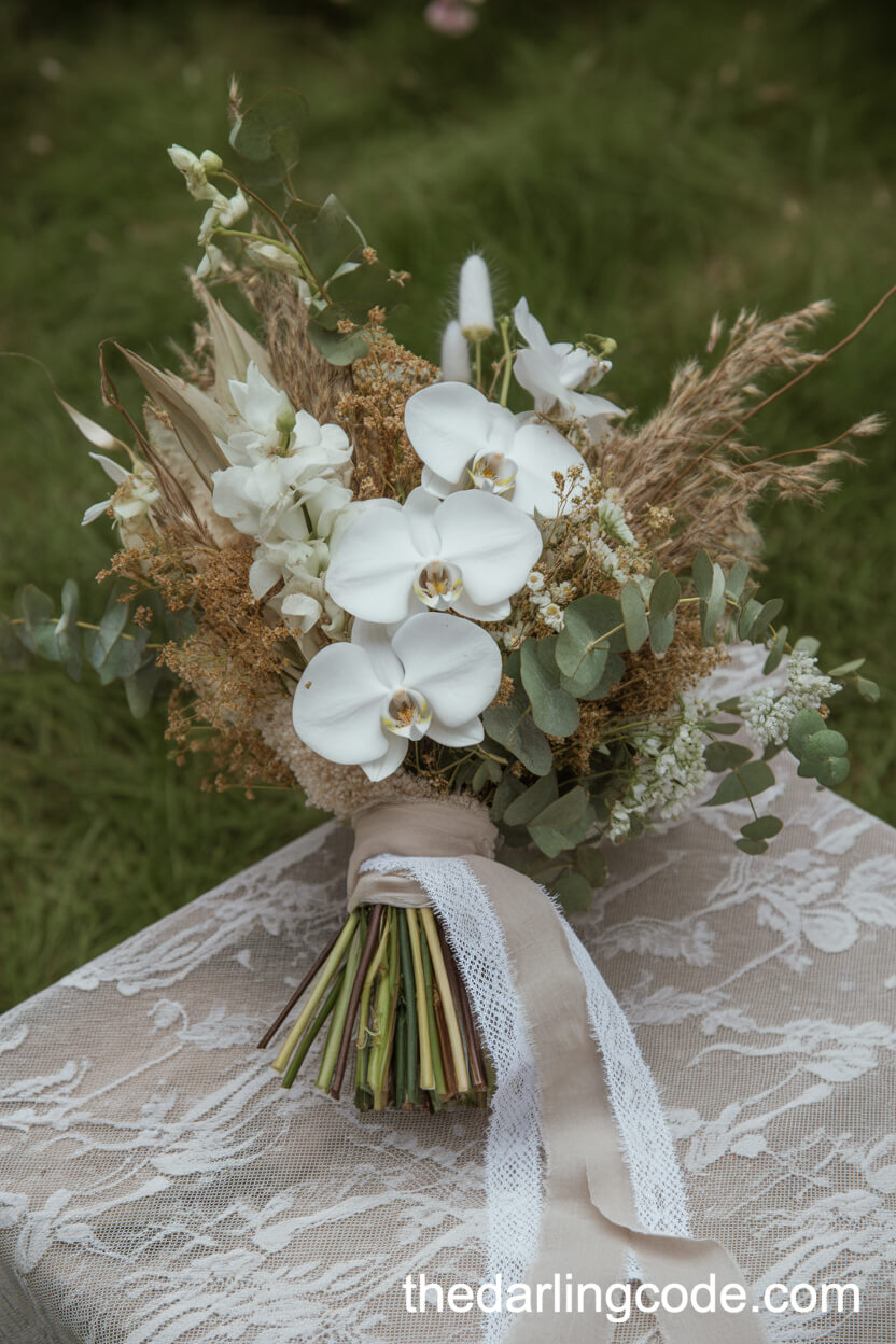 Boho Wildflower And Orchid Garden Party Bouquet