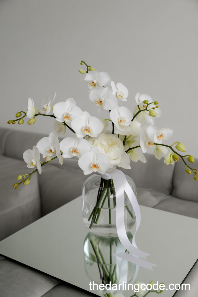 Modern All-White Orchid Variety Bouquet