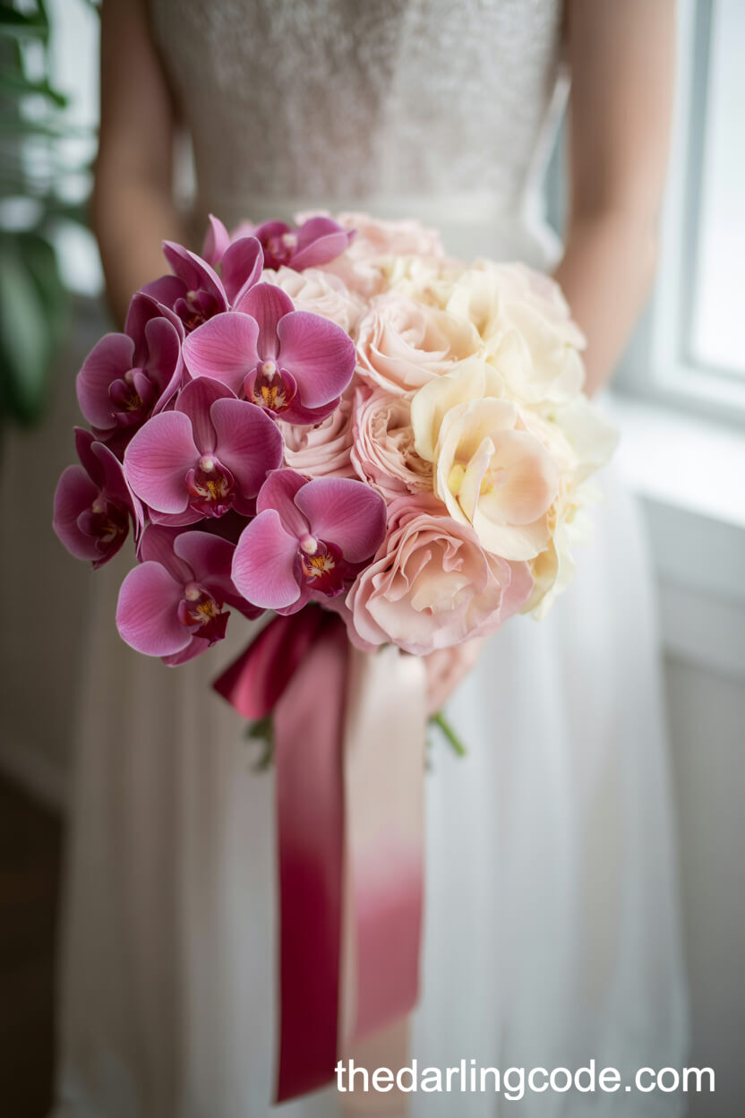 Ombré Pink Orchid Bridal Bouquet