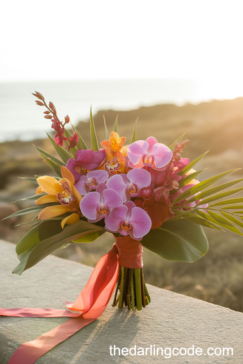 Vibrant Mixed Orchid Bouquet With Tropical Flair