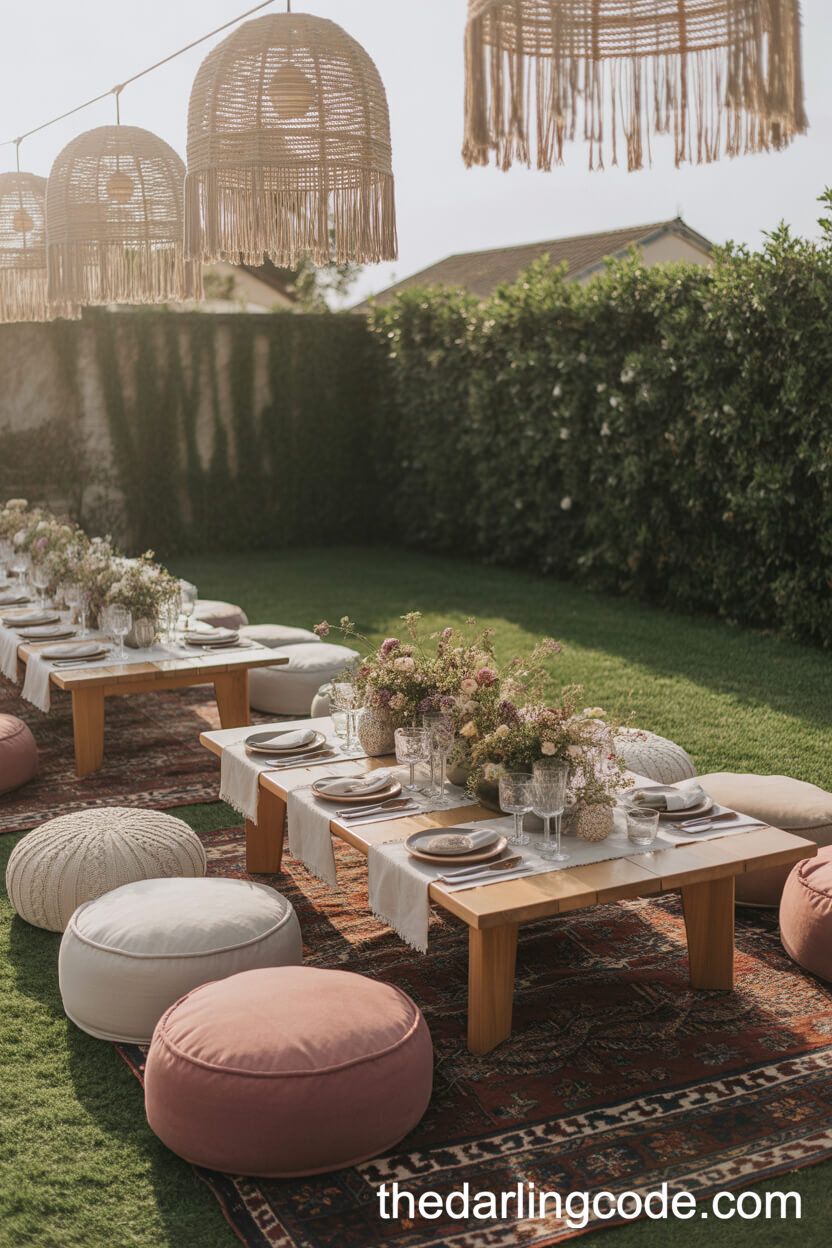 Bohemian Lounge With Low Tables And Rugs