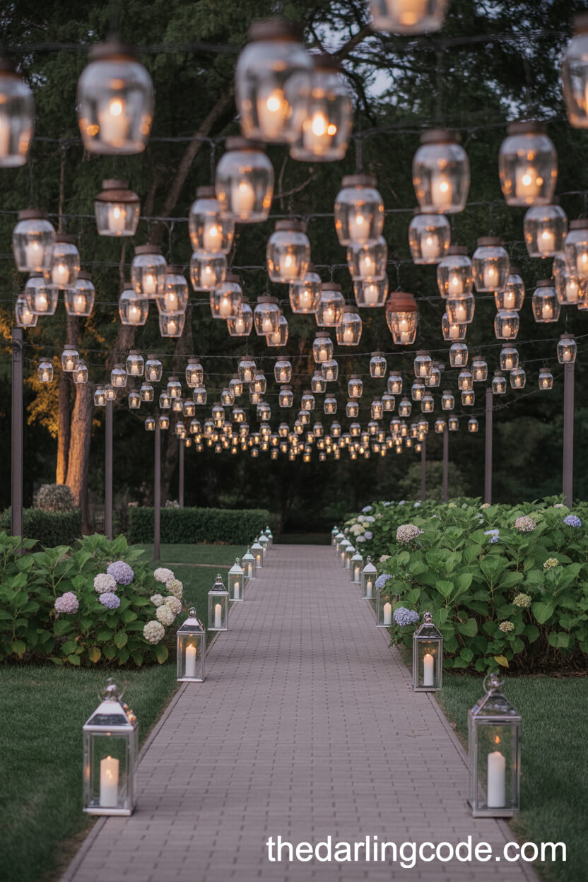 Twilight Lantern-Lit Wedding Pathway